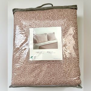 🎁Docofil White 3 Piece Duvet Set - Textured Pastel Pink/Mauve - King Size Cotton